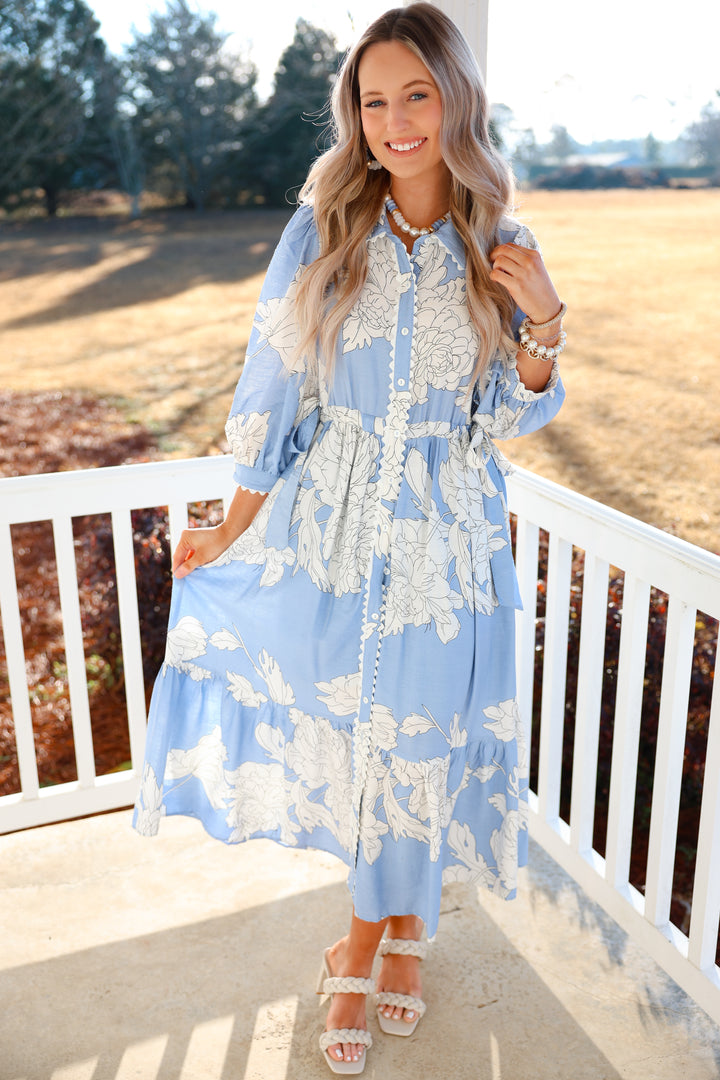 Petal Dreams Midi Dress "Blue"