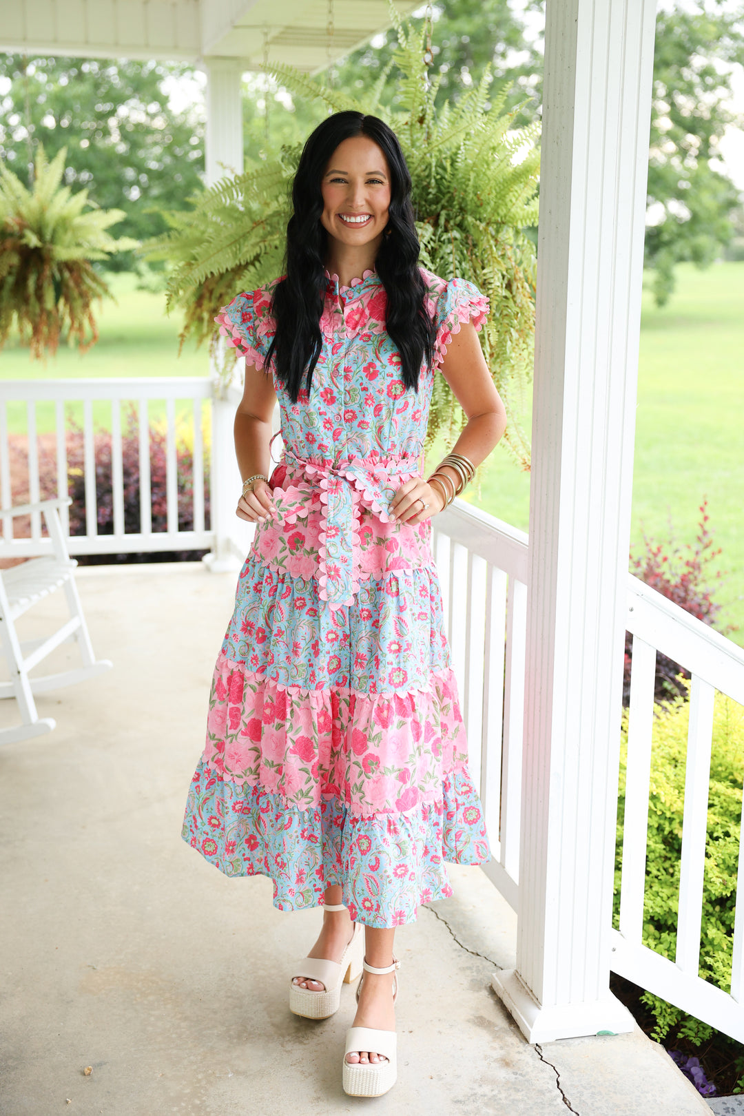 Southern Floral Midi Dress "Pink"