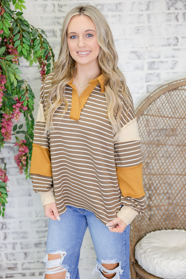 Colorblock Stripe Top "Mocha"
