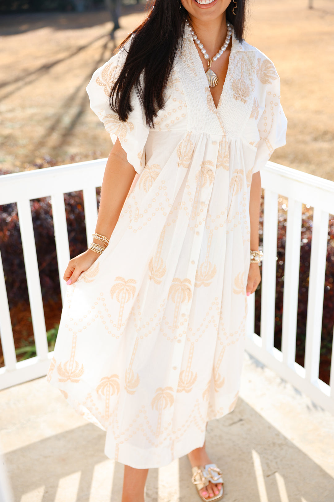 Palm Tree Embroidered Dress