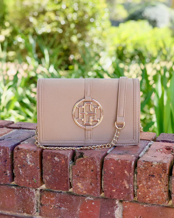Caroline Hill - Cecilia Circle Logo Handbag "Taupe"
