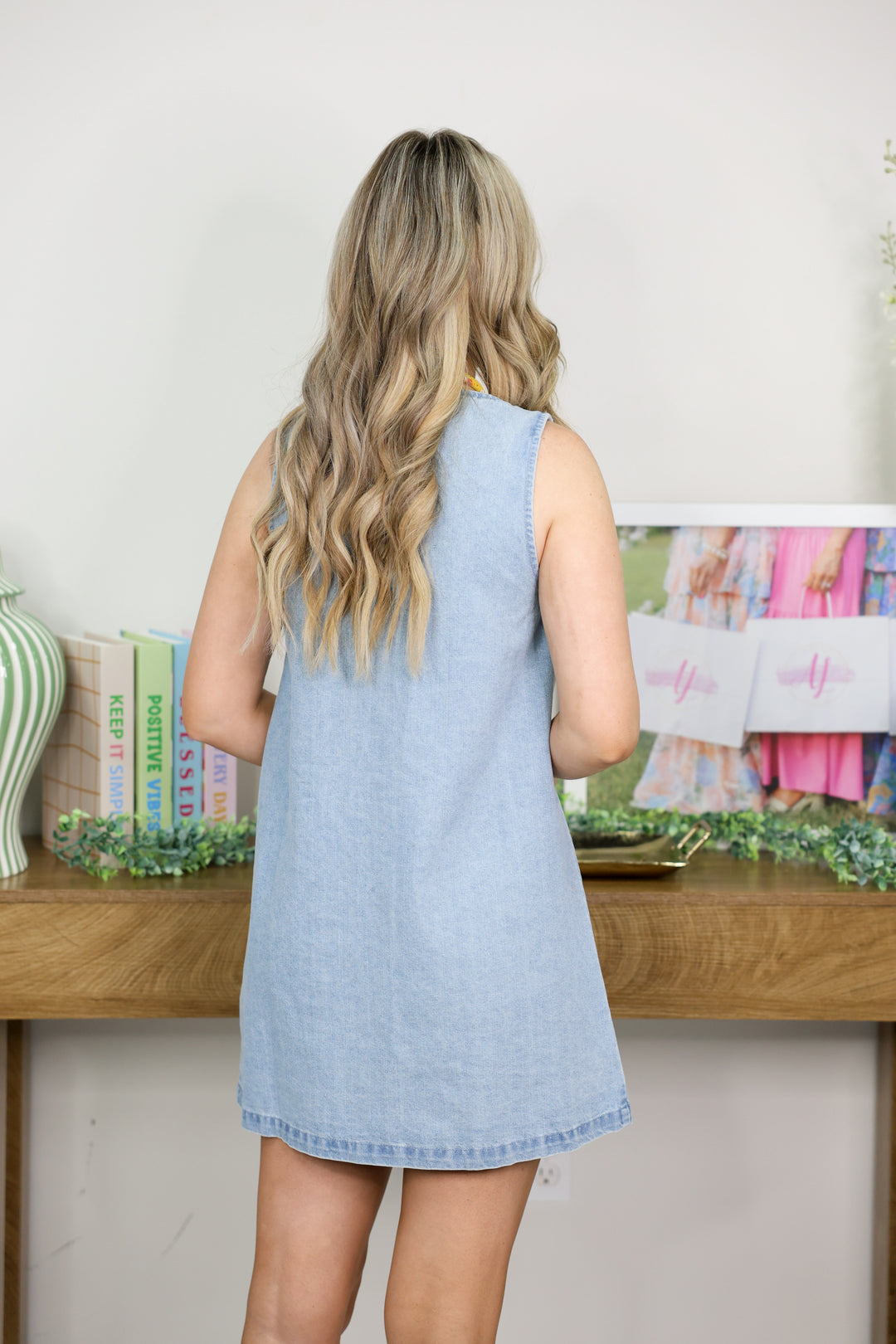 Scallop With Button Detailed Denim Mini Dress