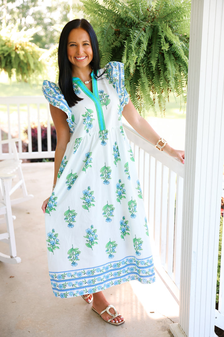 Azure Garden Midi Dress
