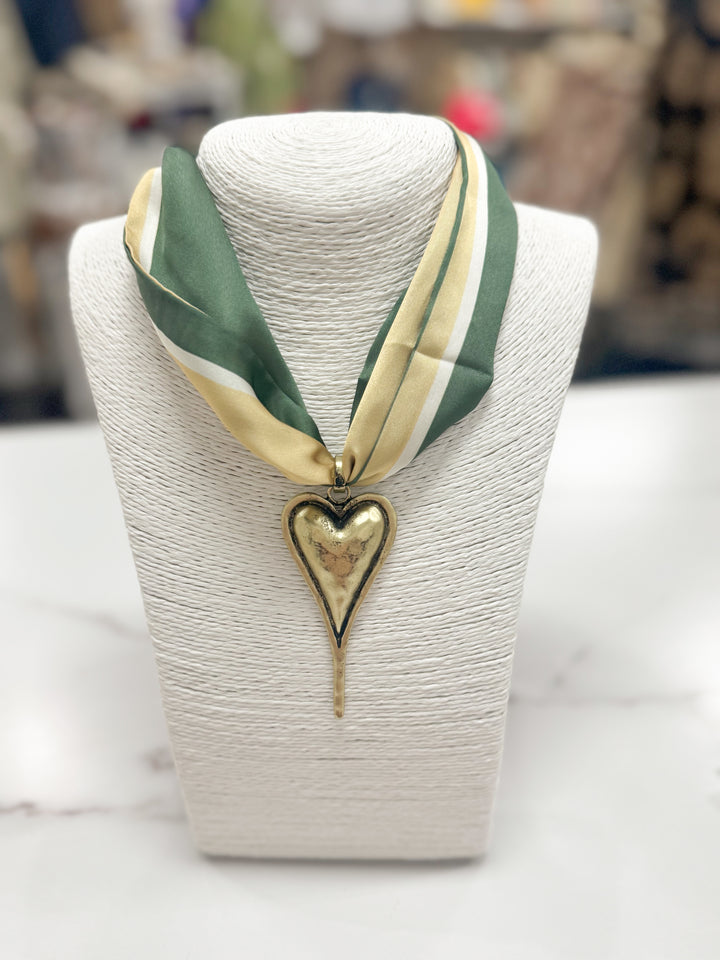 Hart Designs Jewelry - Green/Gold Scarf Necklace "Heart"