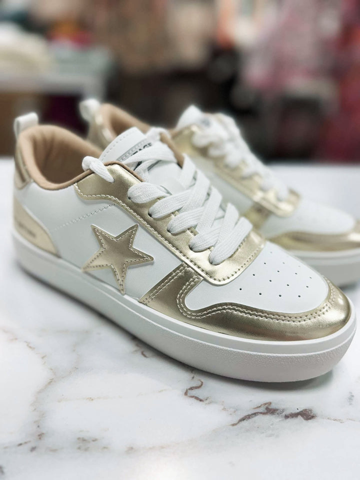 Vintage Havana - Gold Star Gold/White Wedged Mid Top Sneaker