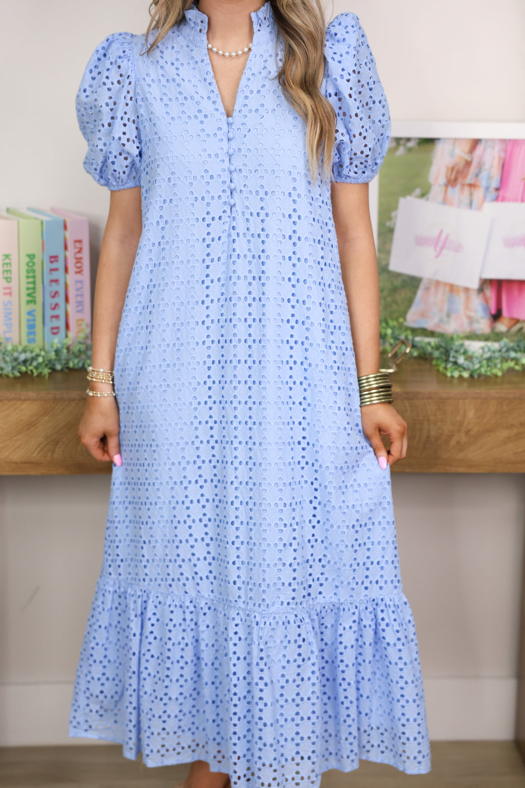 The Everlasting Eyelet Dress "Blue"