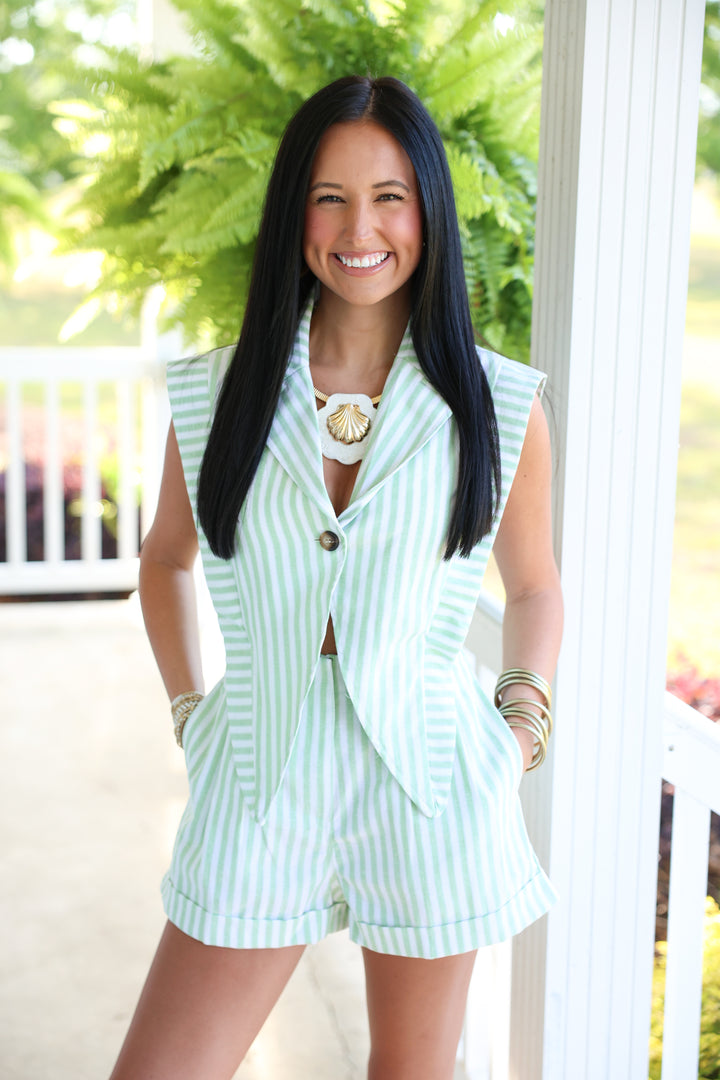 Boardwalk Breeze Romper "White/Mint"