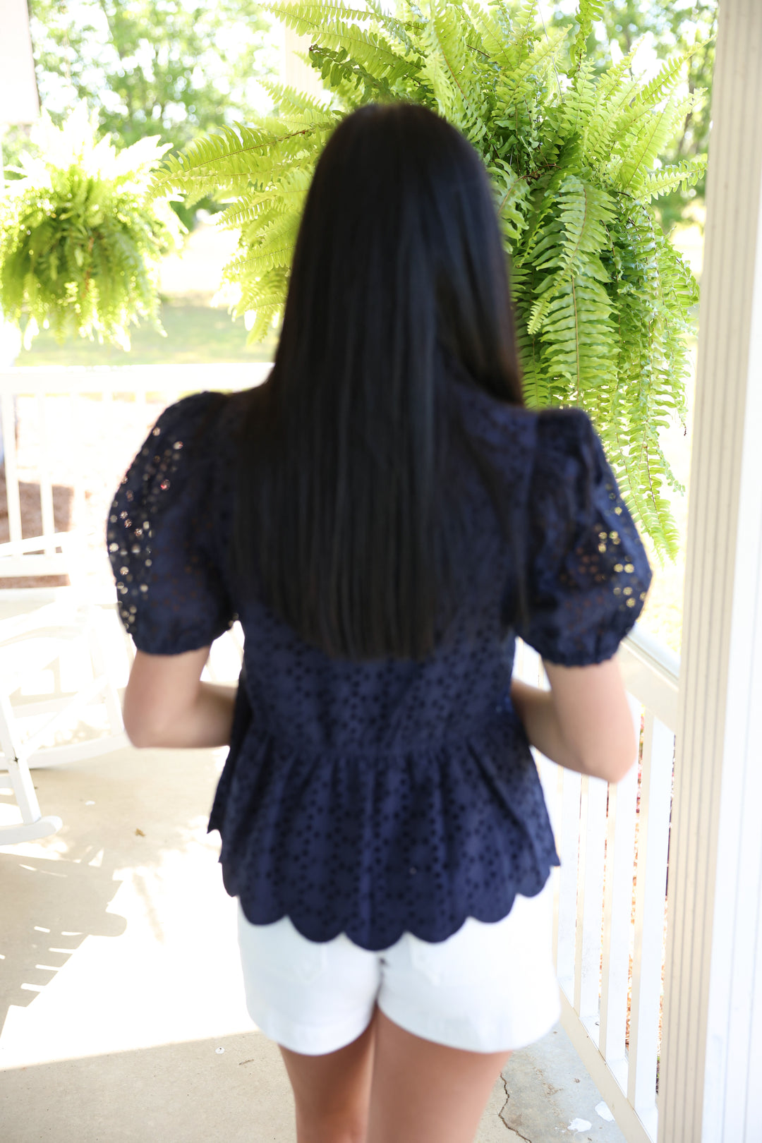 The Everlasting Eyelet Top "Navy"