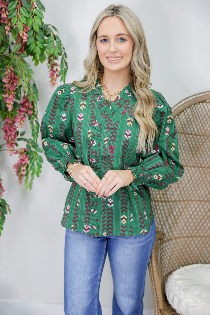Color Spectrum Long Sleeve Top "Forest Green"
