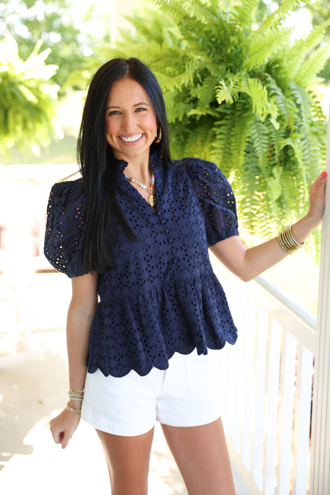 The Everlasting Eyelet Top "Navy"
