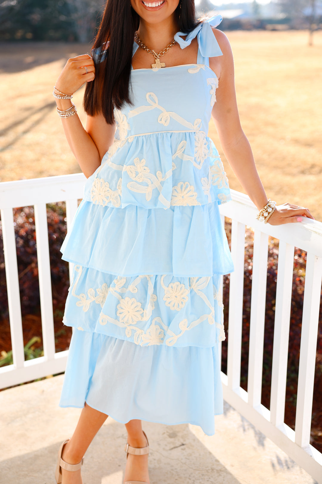 Sky Petal Grace Midi Dress