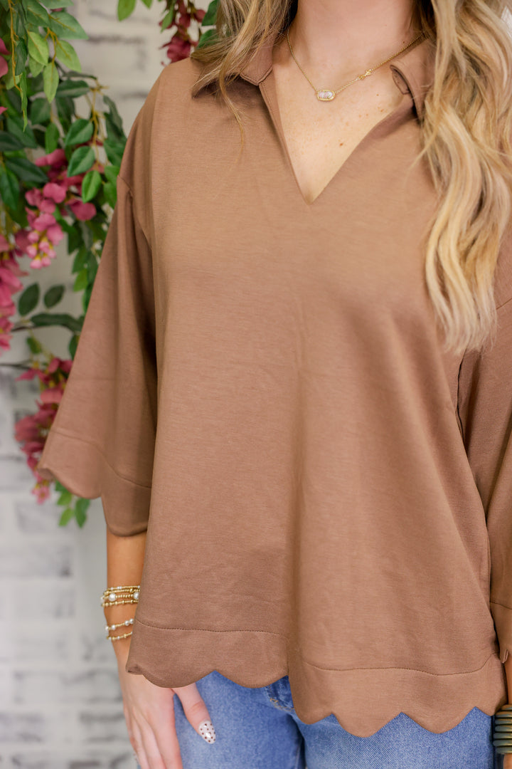 Butter Soft Scallop Edge Top "Mocha Mousse"