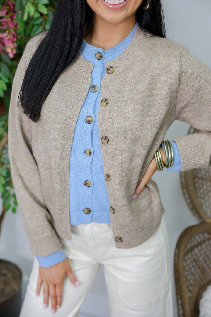 Solid Layered Cardigan "Mocha"