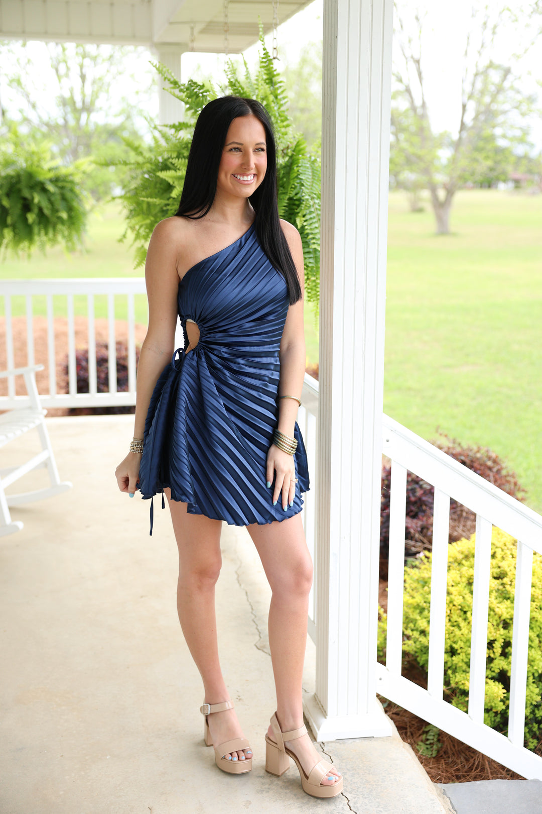 navy one shoulder mini dress Thats So Fetch | Saloni One Shoulder Mini Dress | Navy
