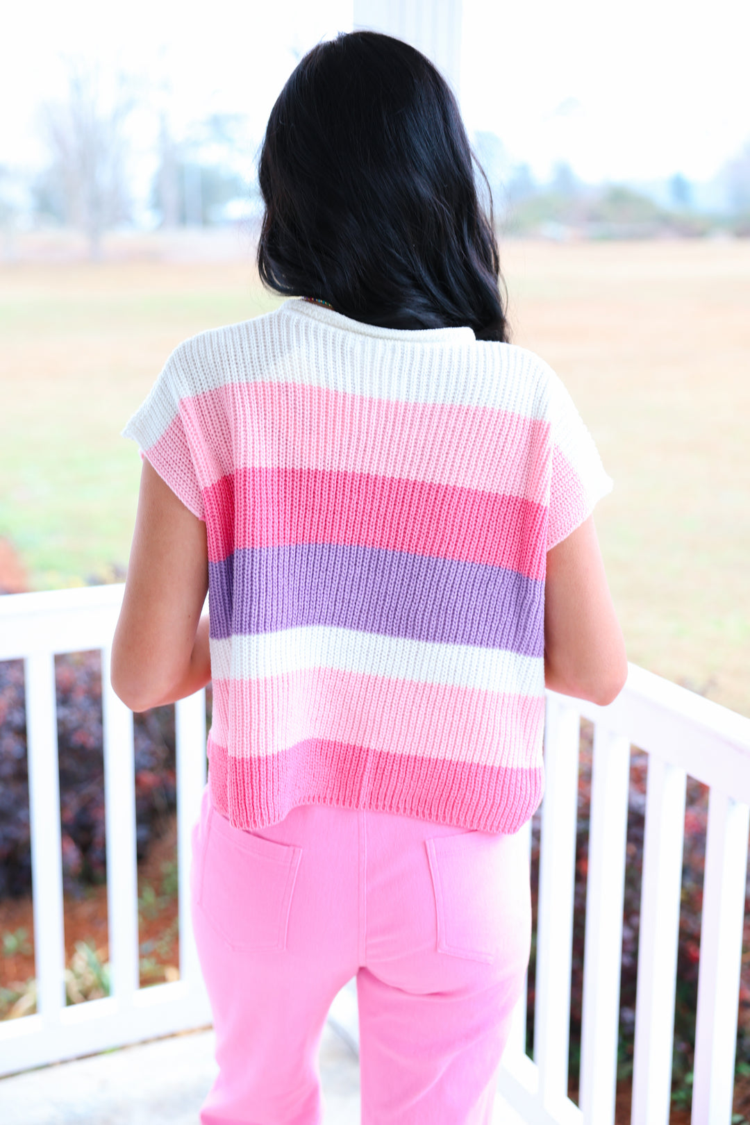 Stripe Sleeveless Top "Blush/Pink/Lilac"