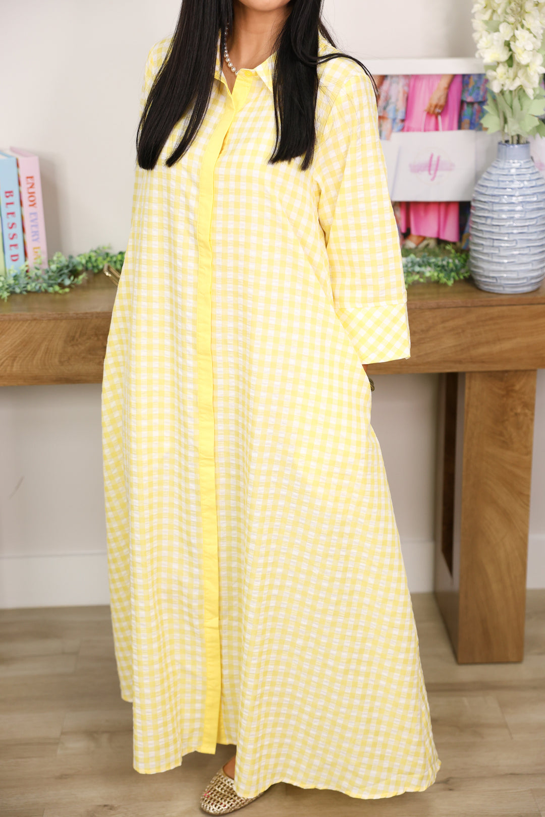 Merciful Gingham Dress "Lemon"