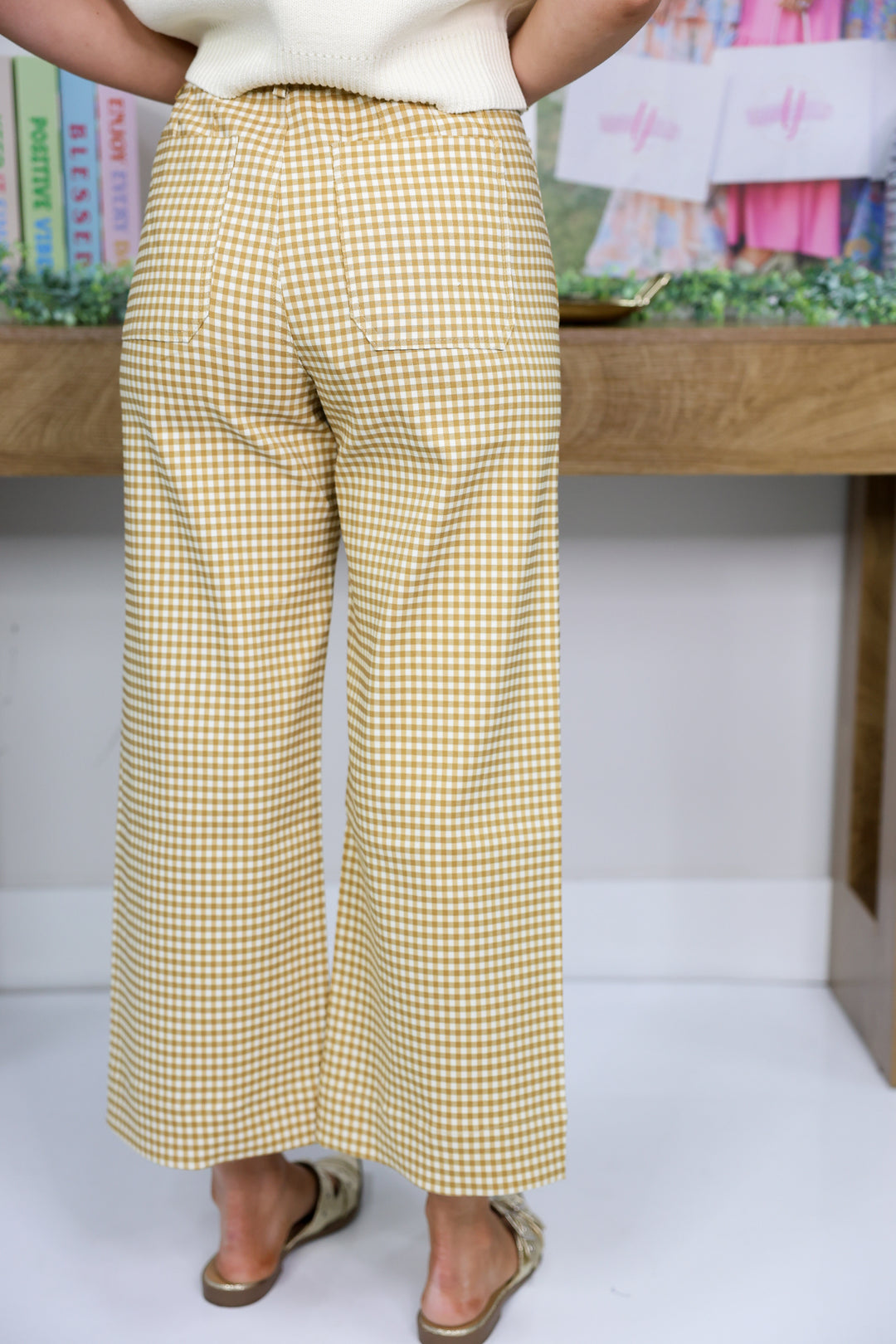 Gingham Straight Leg Pants "Butter Toast"