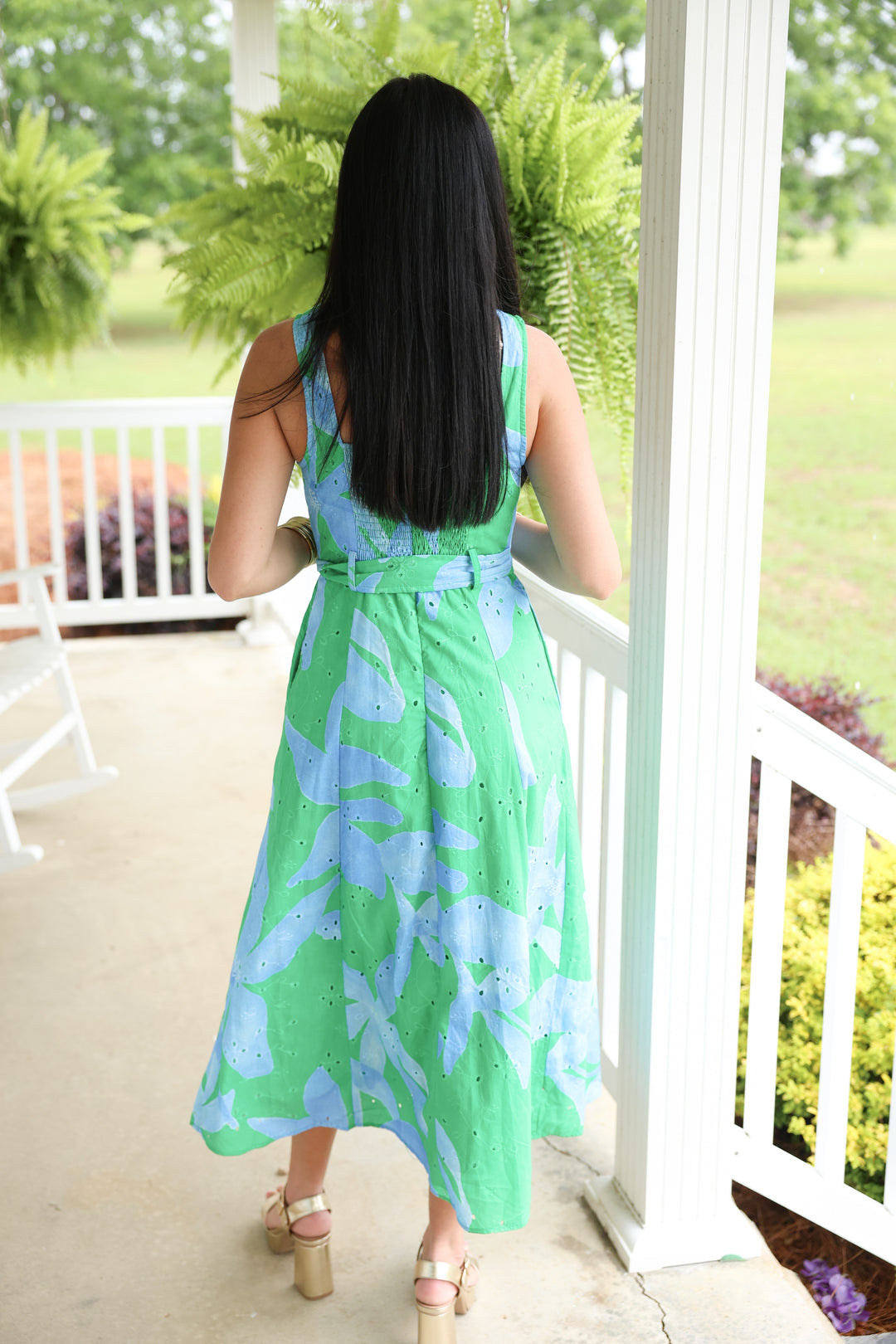 Blue Lagoon Bloom Midi Dress "Green"