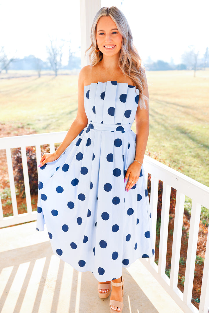 Polka Dot Charm Strapless Dress