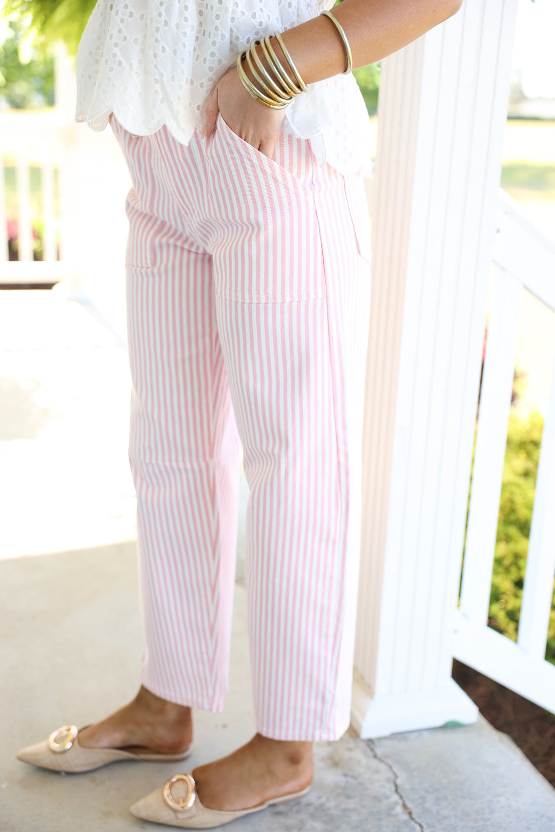 JBD - Utility Seamed Barrel Pants "Pink Stripe"