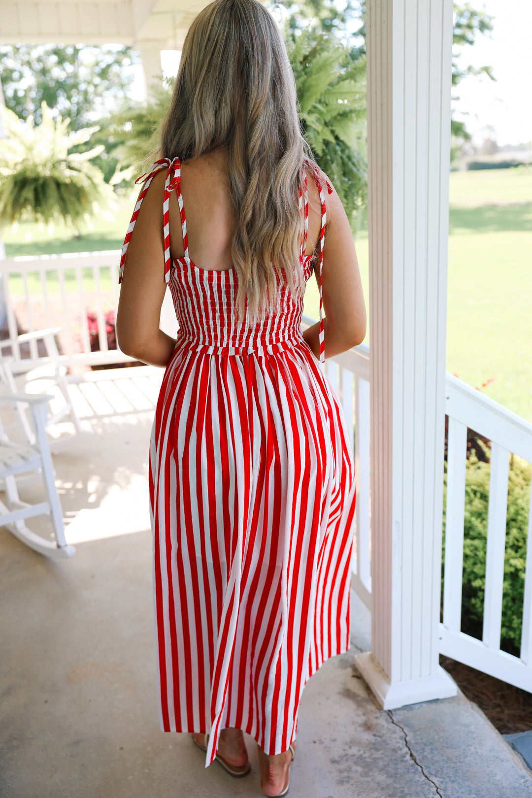 Striped Midi Dress "Red/White"