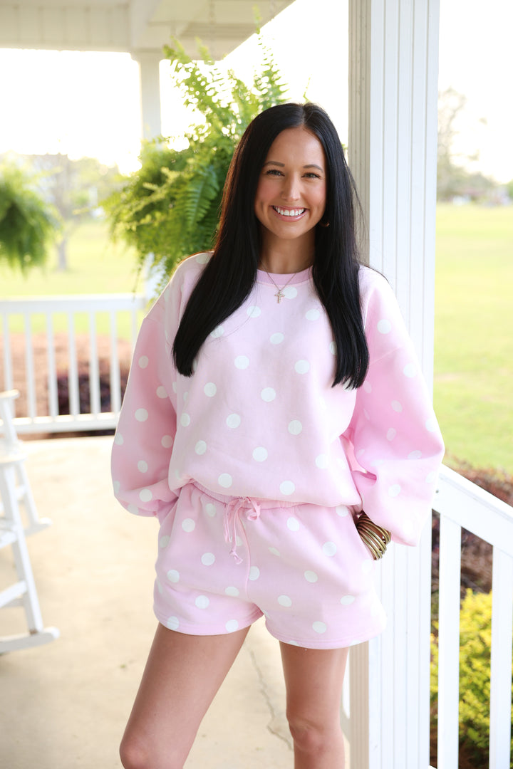 Polka Dot Fleece Set "Pink/White"