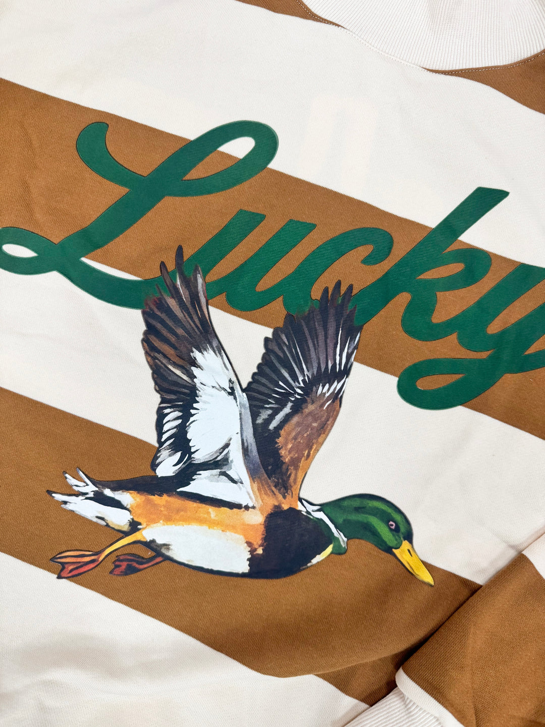 Lucky Mallard Duck Mock Neck "Camel/Cream"