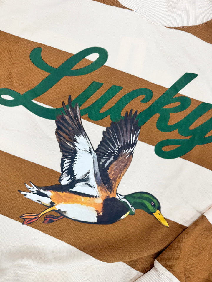 Lucky Mallard Duck Mock Neck "Camel/Cream"