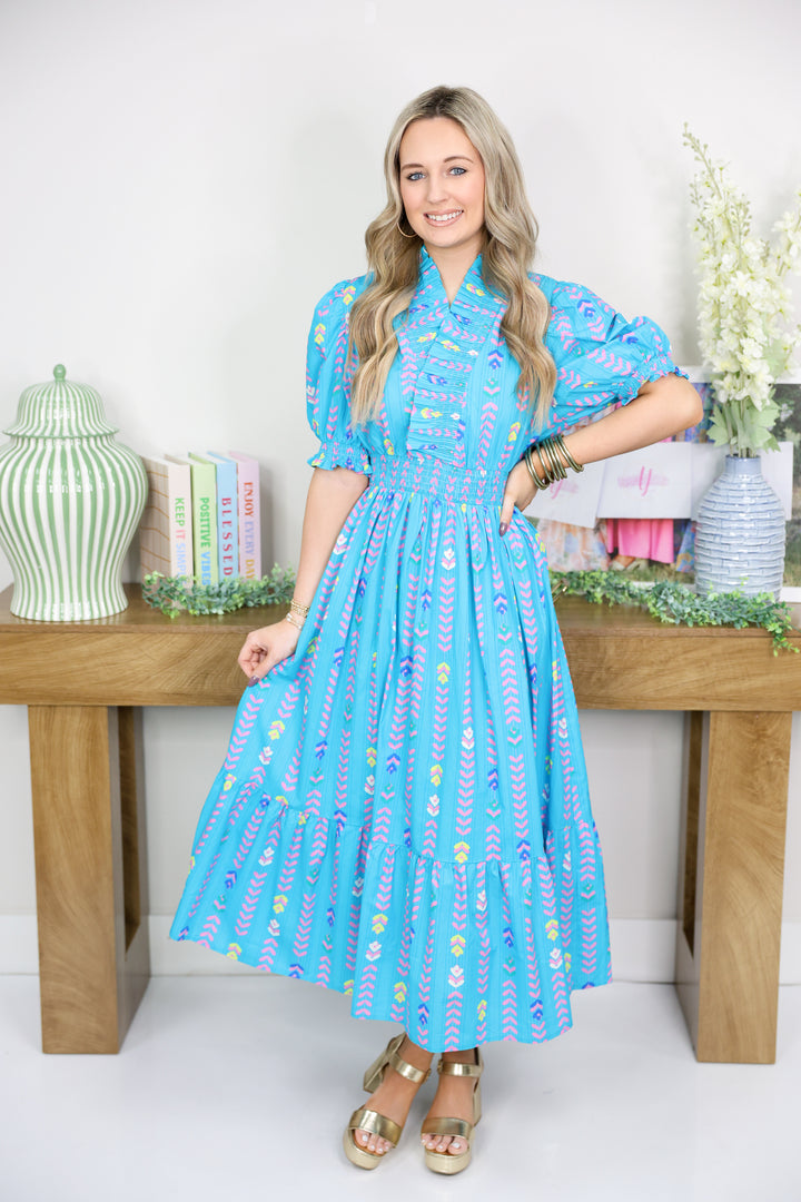 Color Spectrum Midi Dress "Mint Blue Mix"