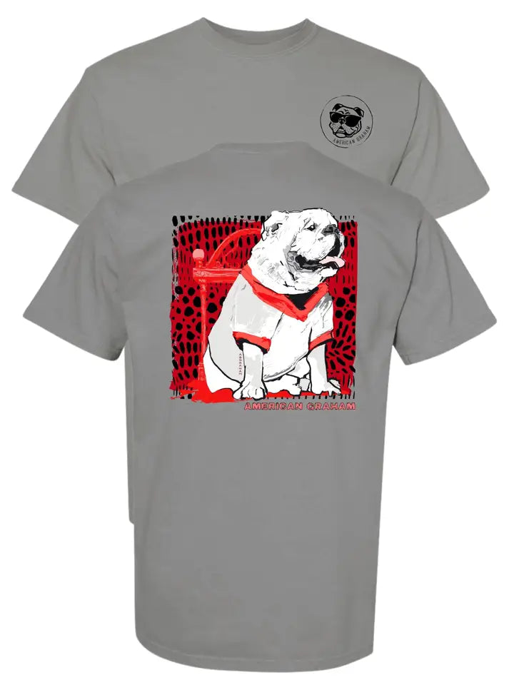 American Graham - Classic Game Day Bulldog Graphic Tee "Gray"