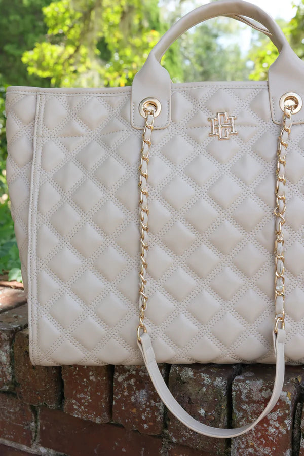 Caroline Hill Melissa Tote Bag "Nude Quilted DQ"