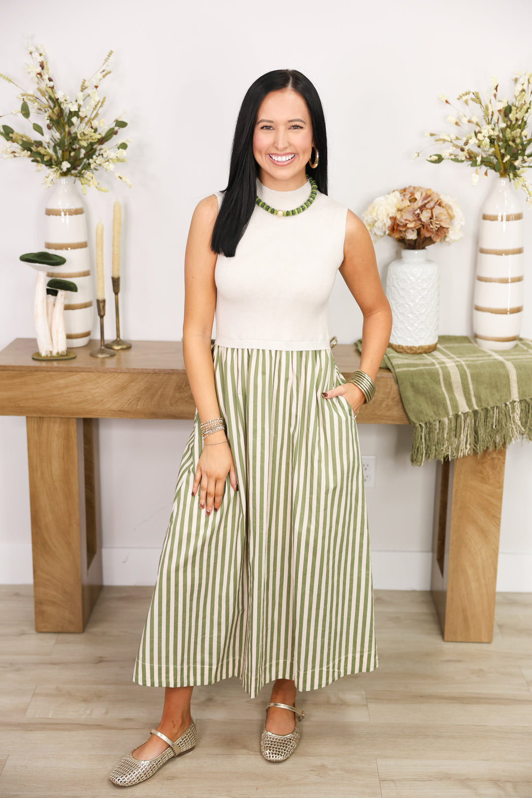 Olive Lane Midi Dress "Ecru"