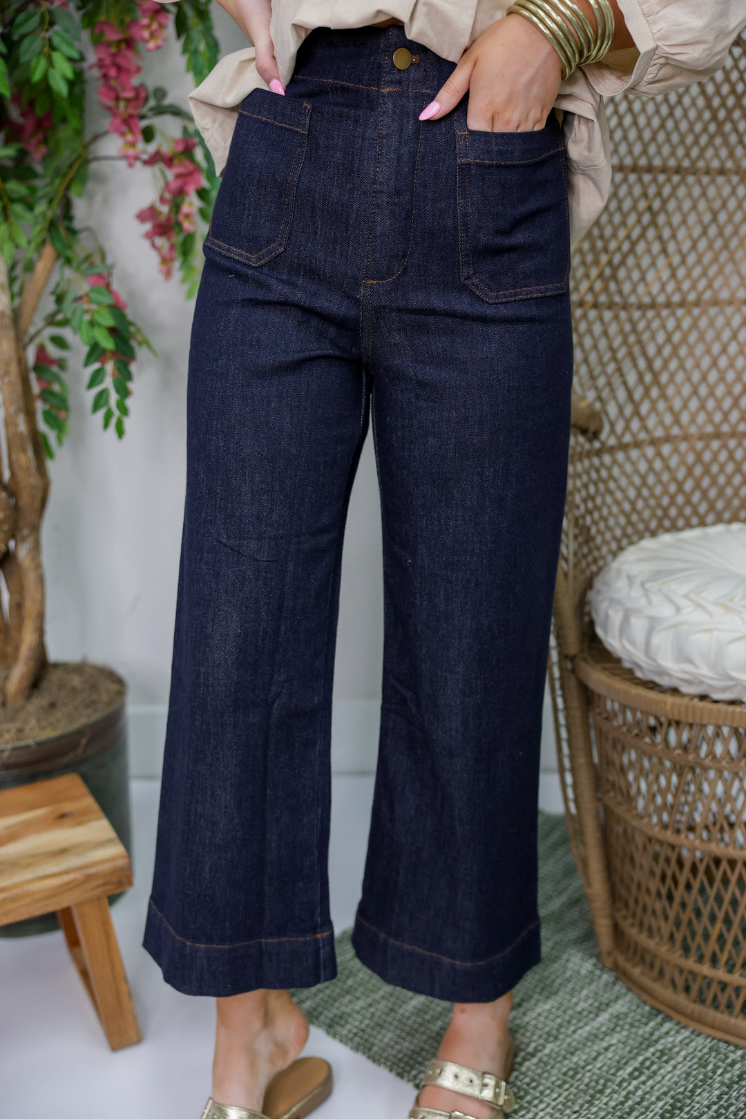 Soft Washed Straight Leg Jeans "Denim"