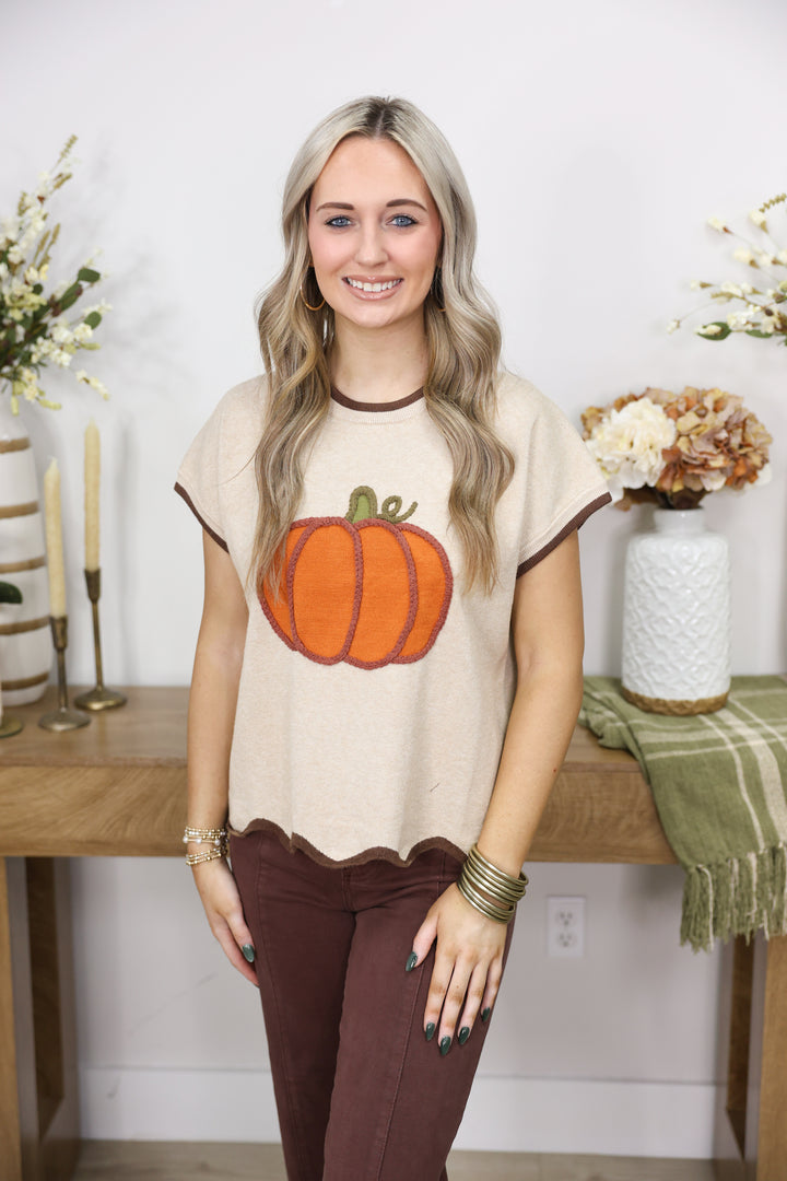 Pumpkin Sweater Top "LT. Taupe"