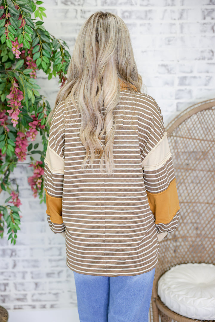 Colorblock Stripe Top "Mocha"