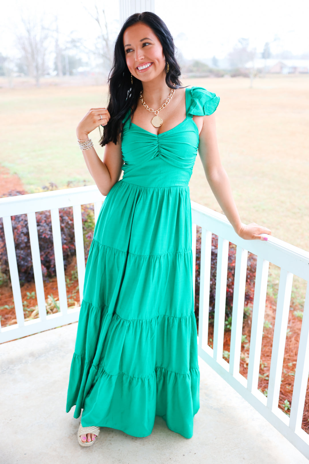 Aviva Tiered Dress "Green"