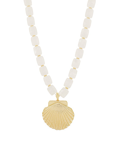Shell PDT Bead Necklace "White/Gold"