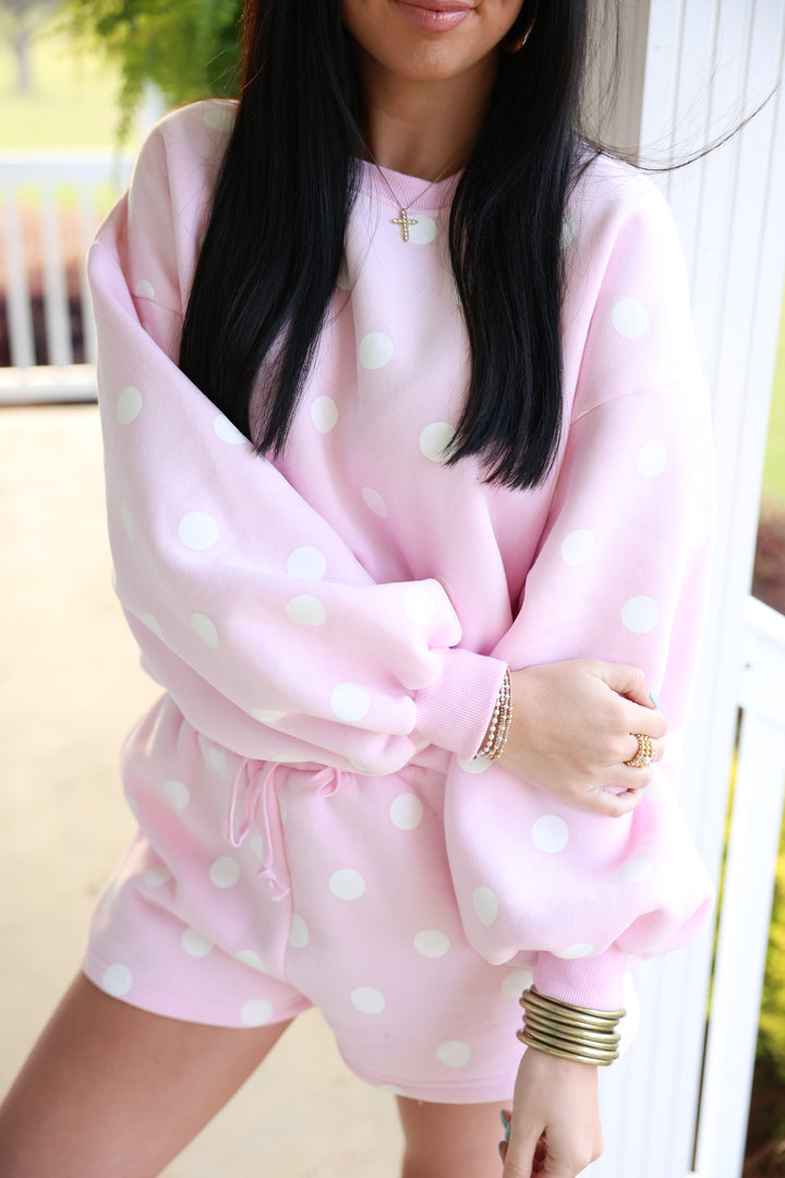 Polka Dot Fleece Set "Pink/White"