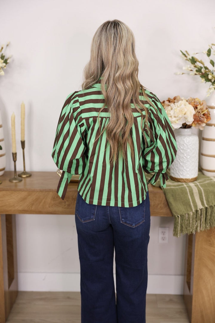 Sunny Side Stripe Top "Green Tea"