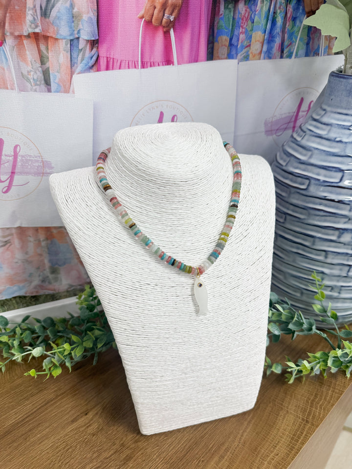 Hart Designs Jewelry - Multi Beaded Necklace "White Fish Charm"