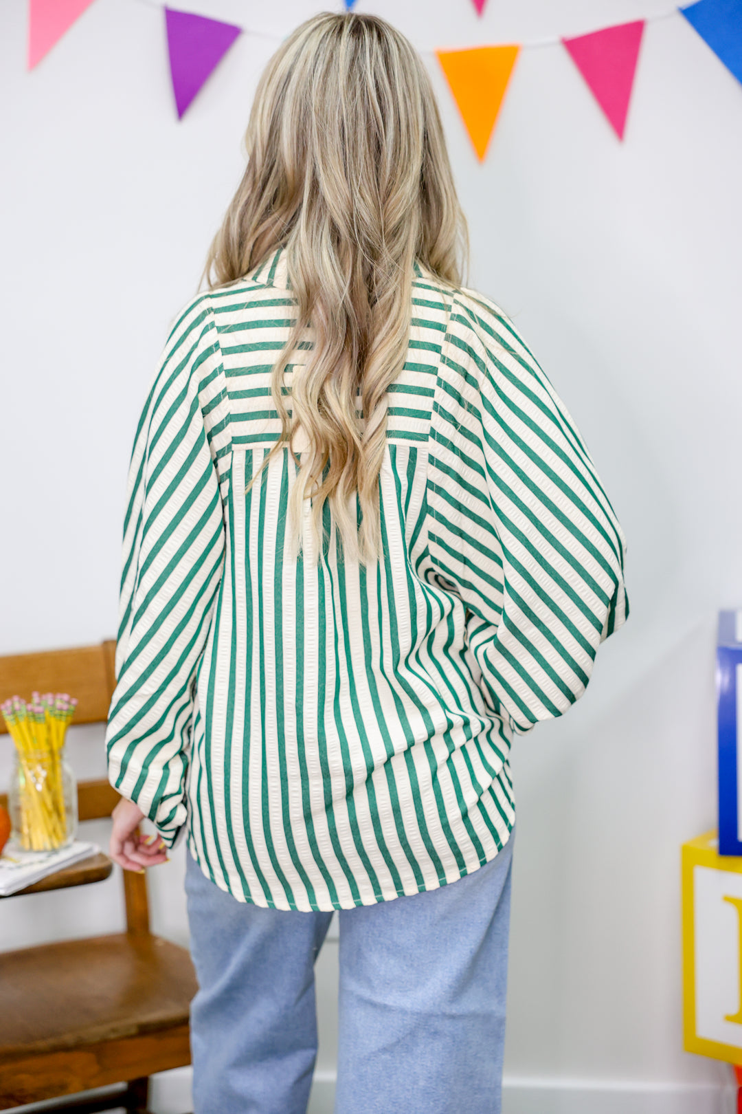 Stripe A Pose Top "Hunter Green"