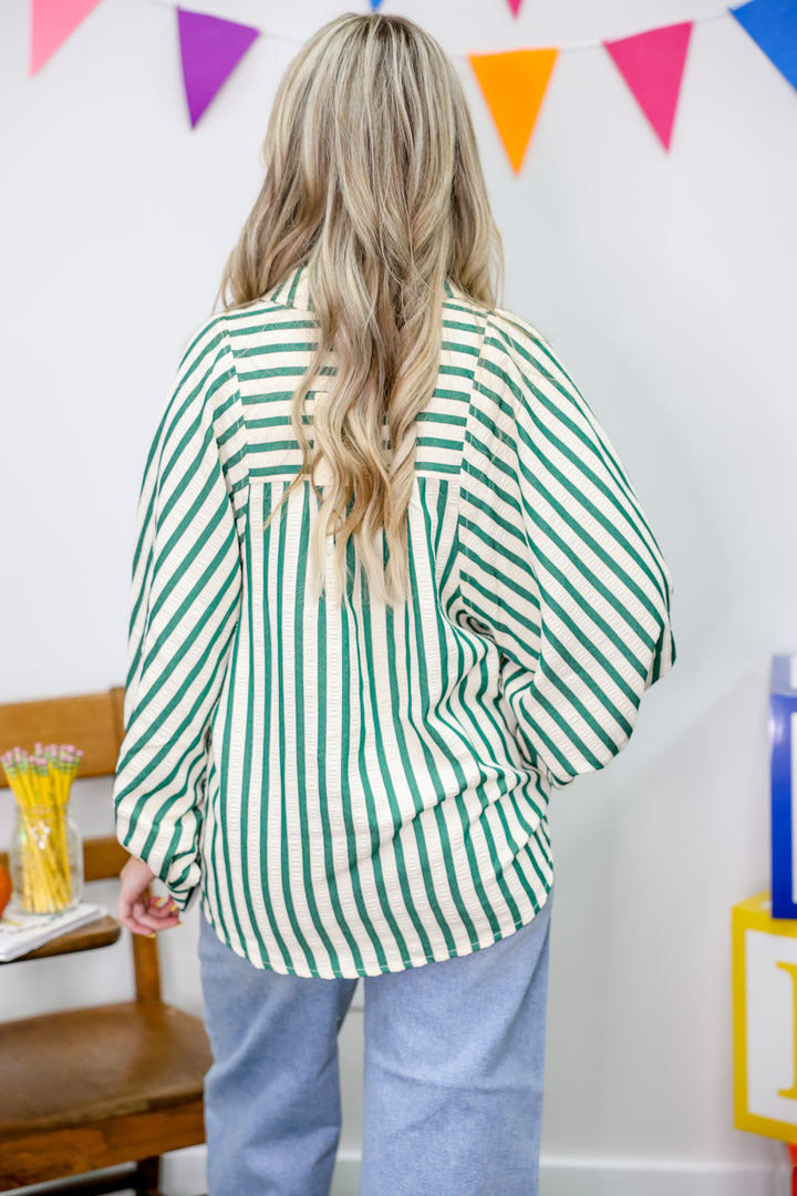 Stripe A Pose Top "Hunter Green"