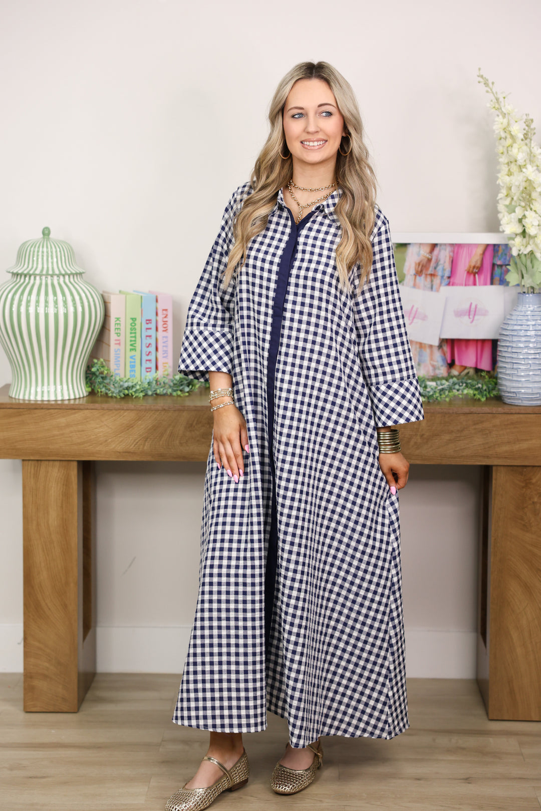 Merciful Gingham Dress "Navy"