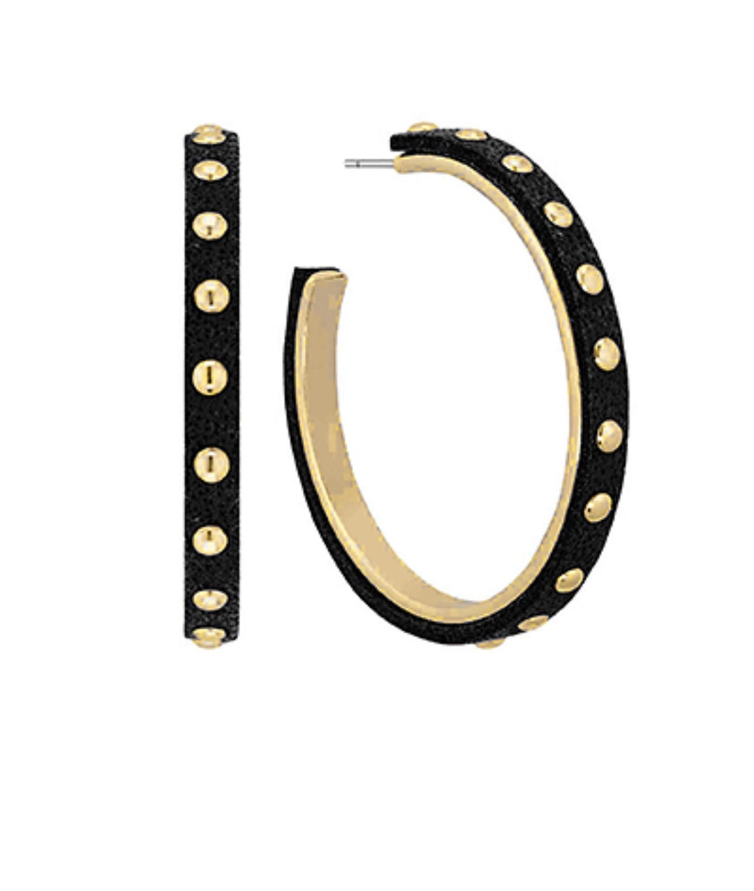 Dot Station Leather Hoops "Black"