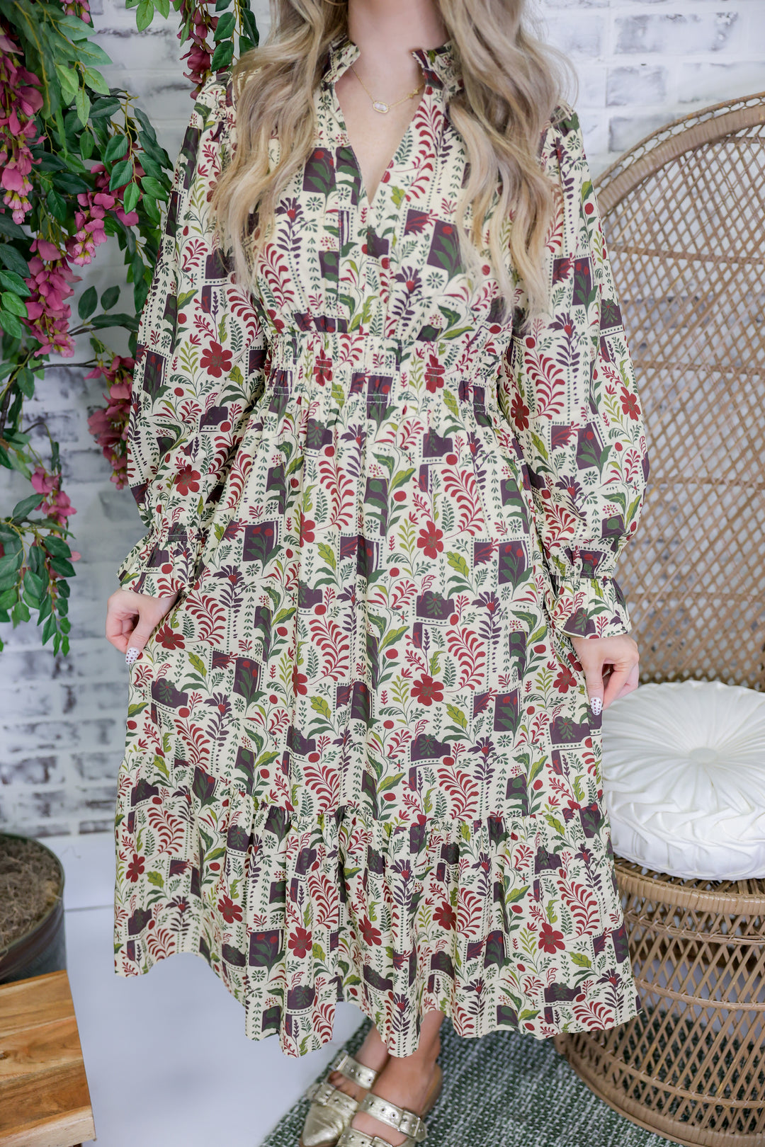 November Grace Midi Dress "Ecru Mix"