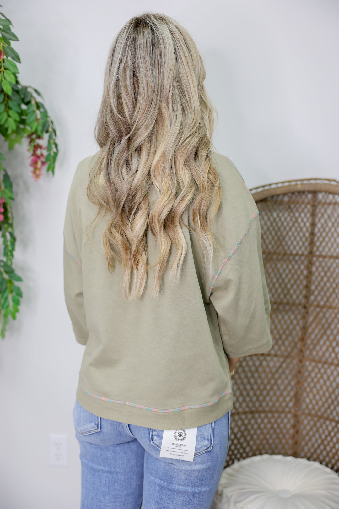 Button Stitch Top "Light Olive"