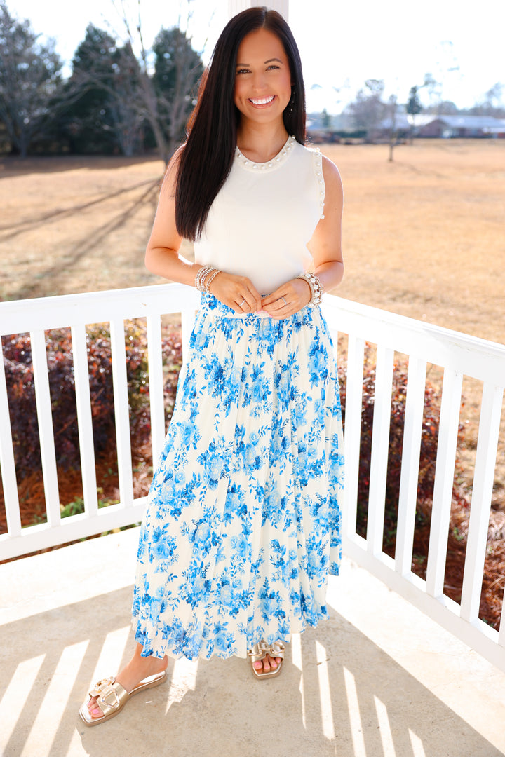 Skies of Blue Midi Skirt