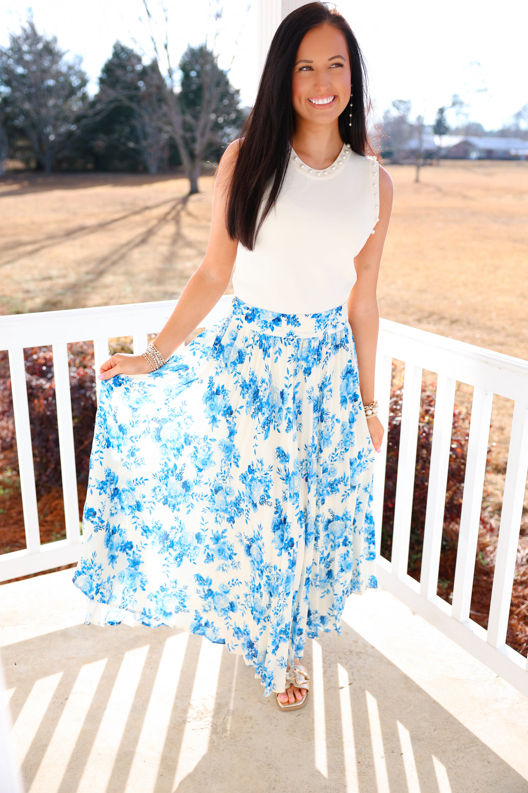 Skies of Blue Midi Skirt