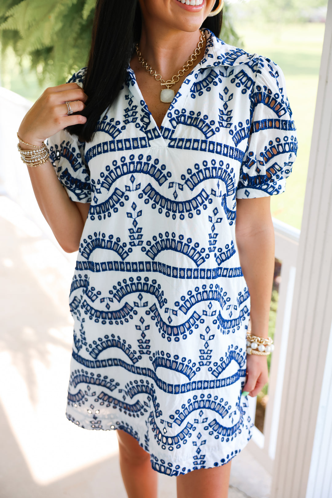 Evermore Eyelet Dress "Navy"