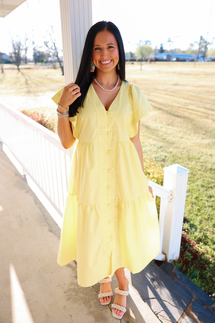 Nelly Button Dress "Yellow"